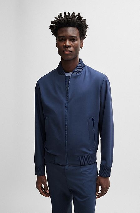 Slim-fit blouson jacket in a wool blend, Blue