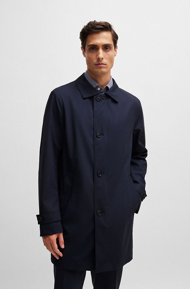 Waterproof coat blended with wool, Dark Blue