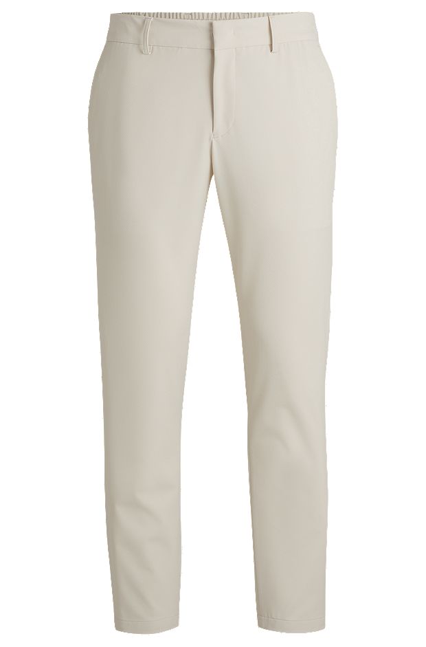 Slim-fit trousers in wrinkle-resistant performance-stretch fabric, White