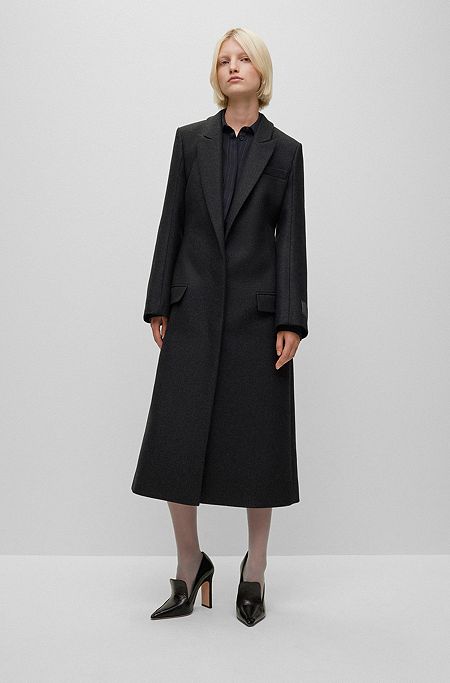 Wool-blend tailored coat with back zip detail, Dark Grey