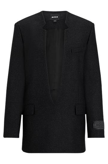 Wool-blend deep V-neck tailored jacket, Hugo boss
