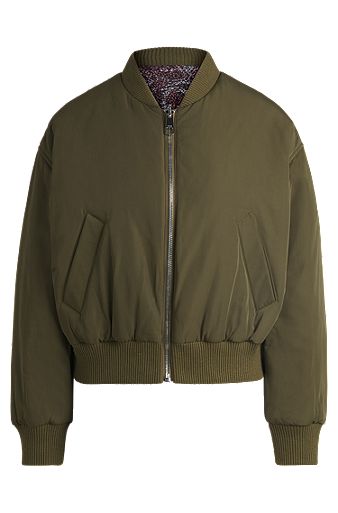 Reversible bomber jacket with water-repellent finish, Dark Green