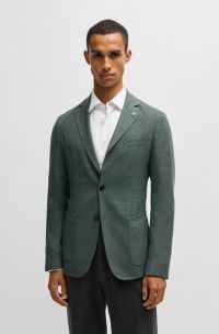 Veste Slim en tissu stretch chiné, Vert sombre