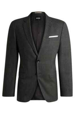 Shop Hugo Boss Slim-fit Jacket In Virgin Wool And Linen In 라이트 그린