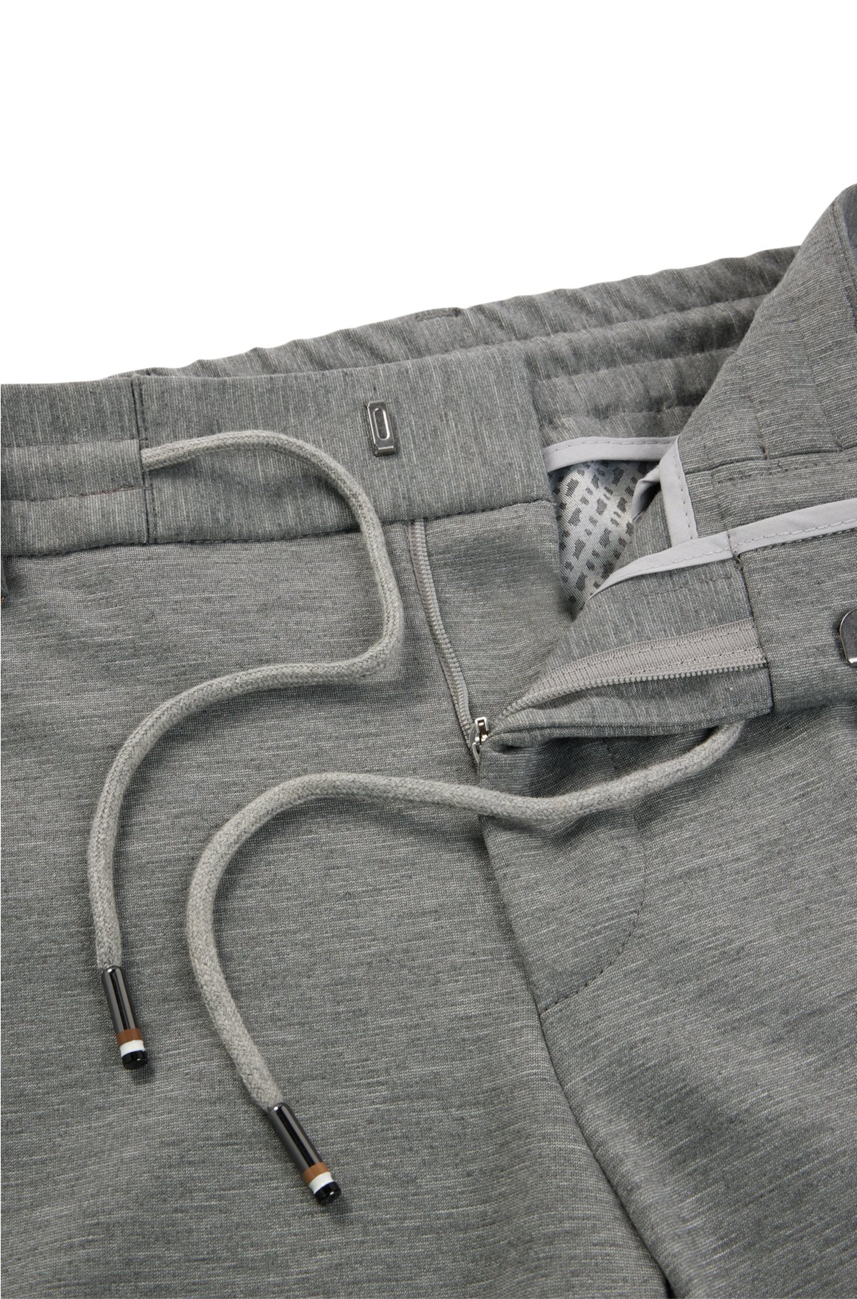 Slim-fit trousers in melange stretch jersey, Silver