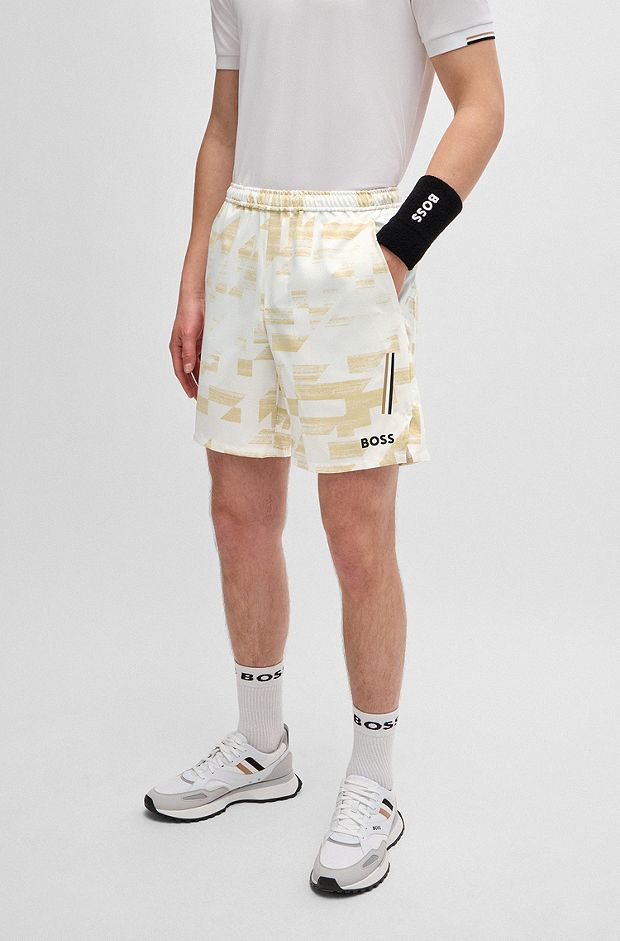 BOSS x Matteo Berrettini water-repellent shorts with logo print, Natural