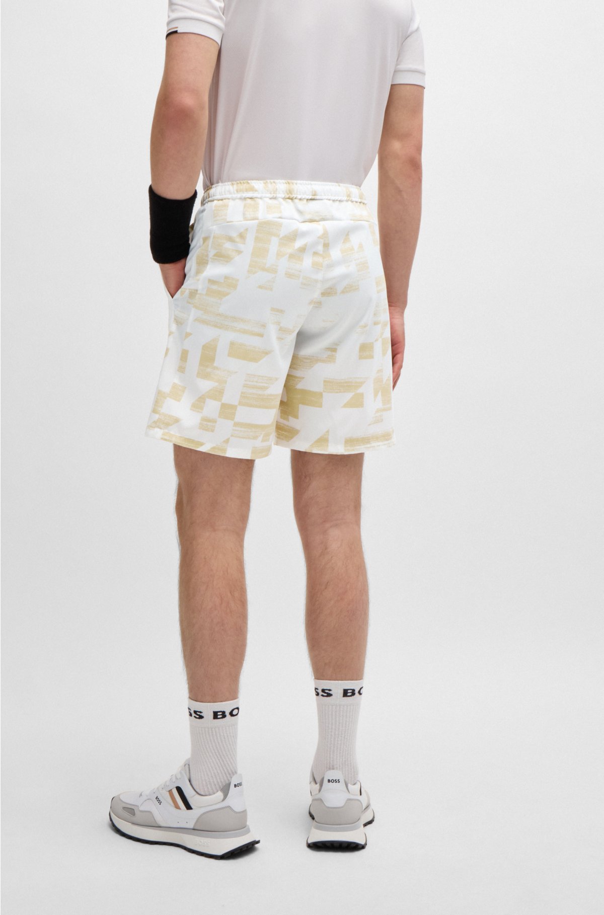 BOSS x Matteo Berrettini water-repellent shorts with logo print, Natural