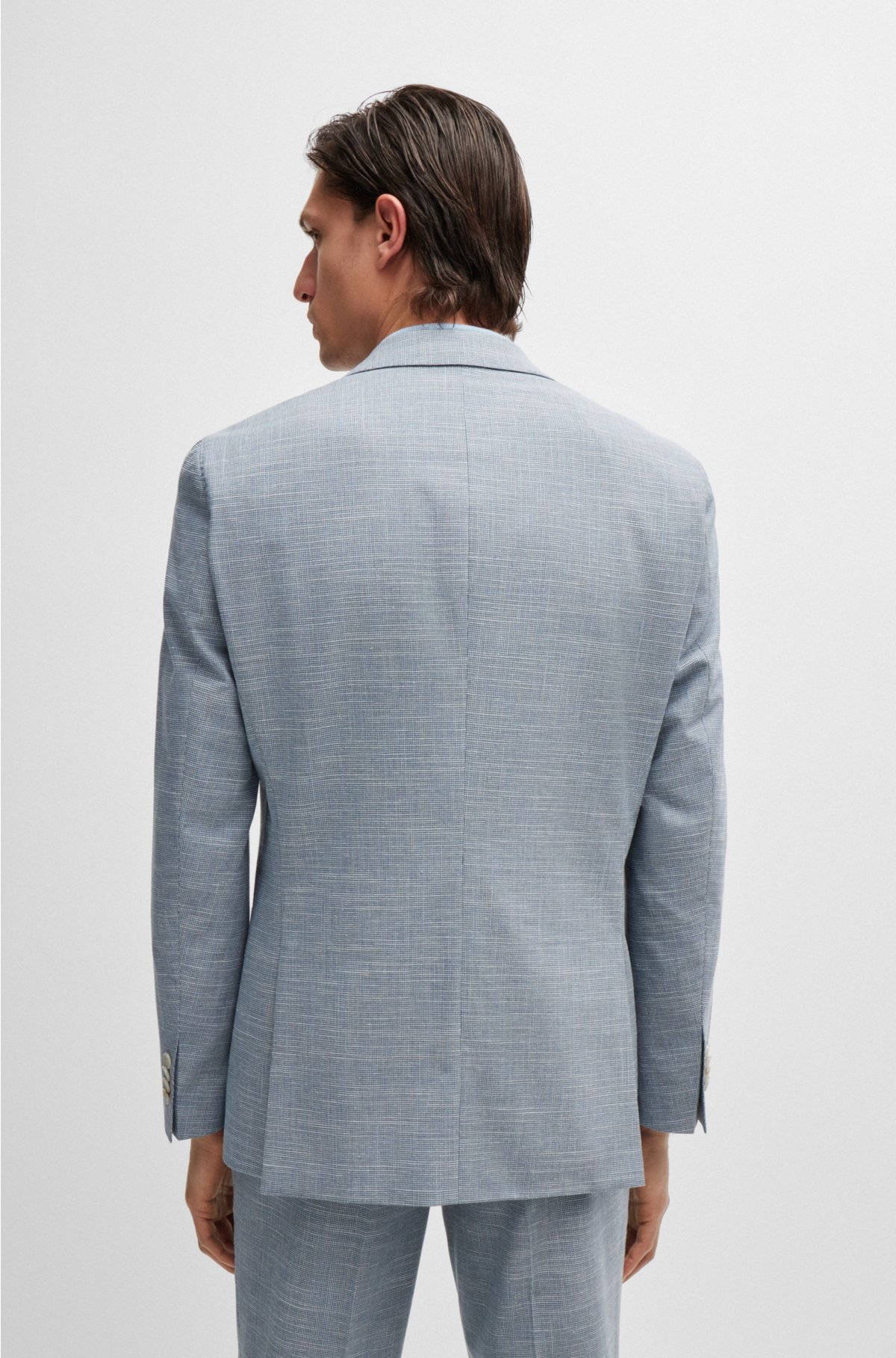 Regular-fit suit in micro-patterned cloth, Light Blue