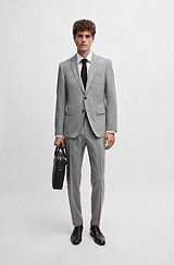 Slim-fit suit in patterned stretch cloth, Silver