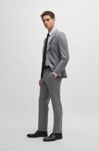 Slim-fit suit in patterned stretch wool, Silver