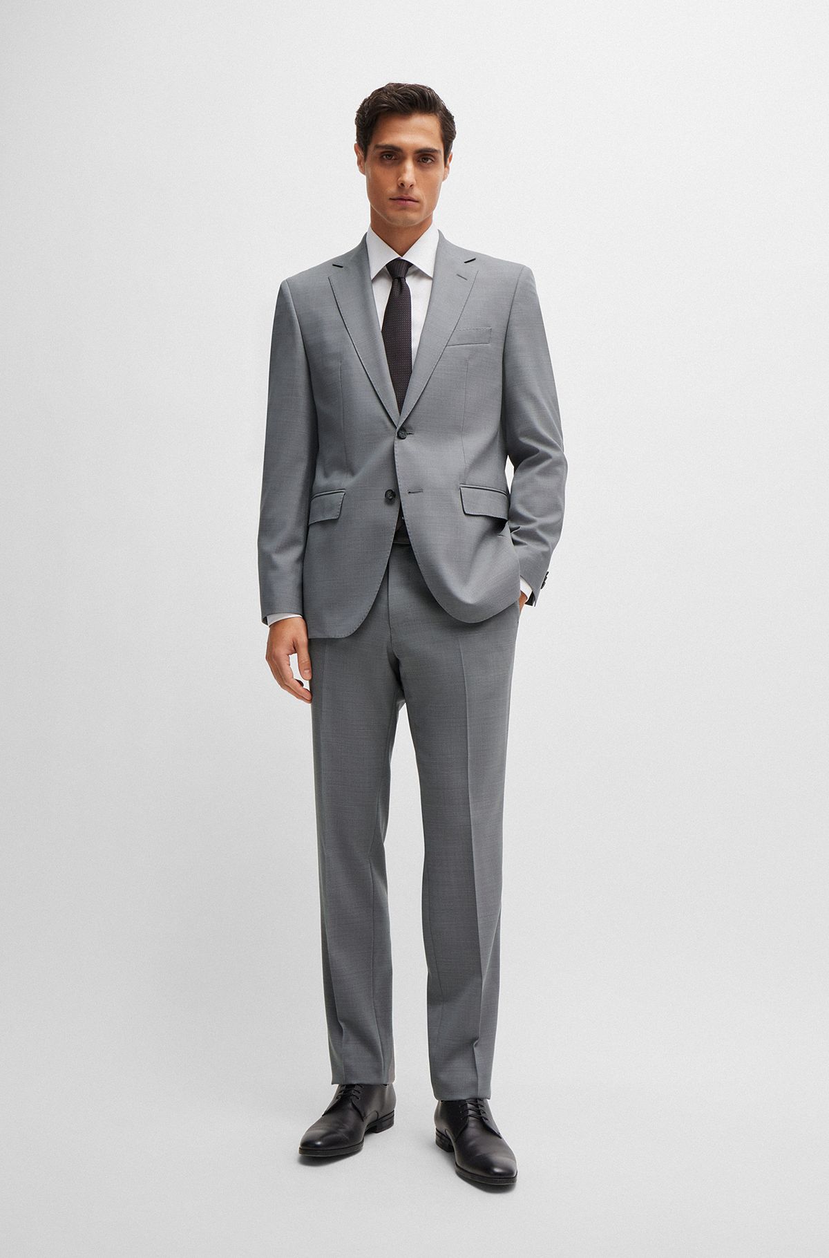 Elegant Silver Business Suits for Men by HUGO BOSS | Designer Menswear