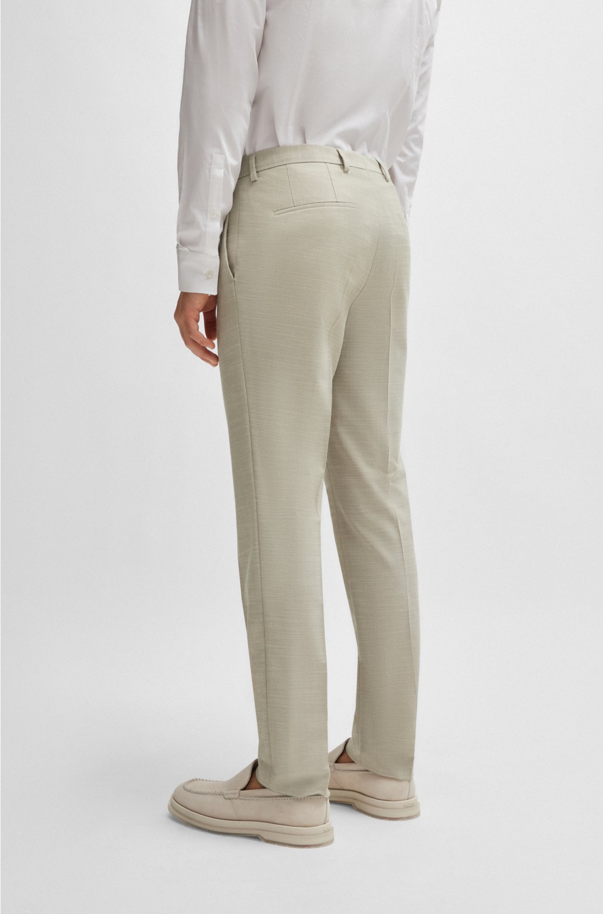 Slim-fit suit in patterned performance-stretch fabric, Beige