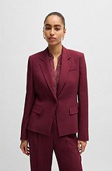 Slim-fit jacket with single-button closure, Dark Red