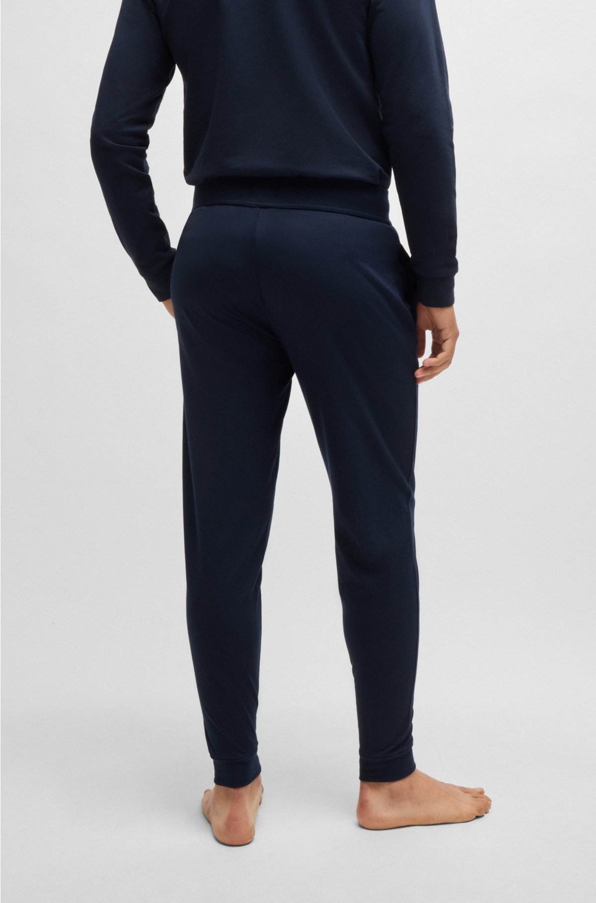 Tracksuit bottoms in French terry cotton with logo detail, Dark Blue