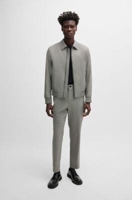 BOSS - Slim-fit jacket in a houndstooth wool blend