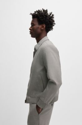 BOSS - Slim-fit jacket in a houndstooth wool blend