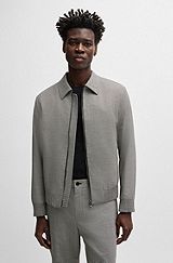Slim-fit jacket in a houndstooth wool blend, Black Patterned