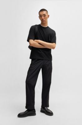 Cotton-jersey T-shirt with zipped pocket, Black
