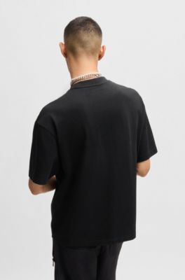 Cotton-jersey T-shirt with zipped pocket, Black