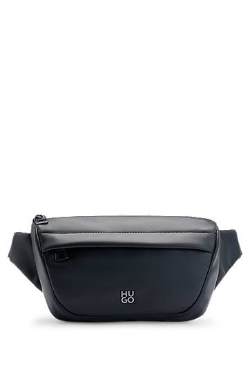Faux-leather belt bag with stacked logo, Hugo boss