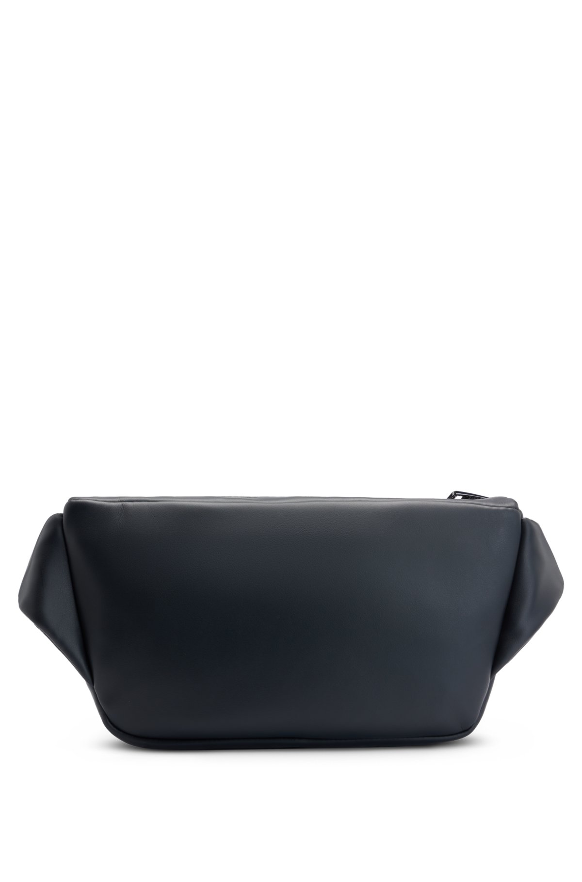 Faux-leather belt bag with stacked logo, Black
