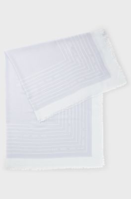 Voile scarf with logo print, Light Blue