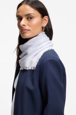 Voile scarf with logo print, Light Blue