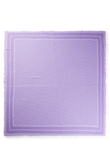 Logo-print scarf in modal and silk, Light Purple