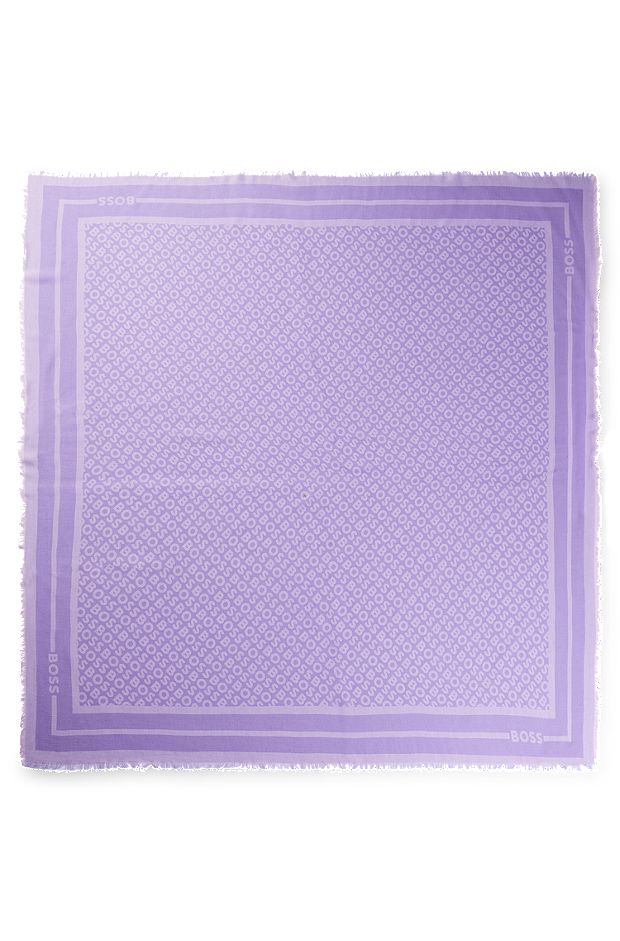 Logo-print scarf in modal and silk, Light Purple