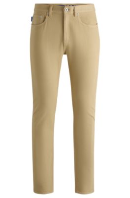 HUGO - Slim-fit jeans in garment-dyed stretch denim - Beige