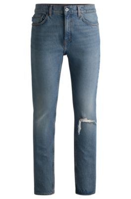 Slim-fit jeans in mid-blue comfort-stretch denim, Turquoise