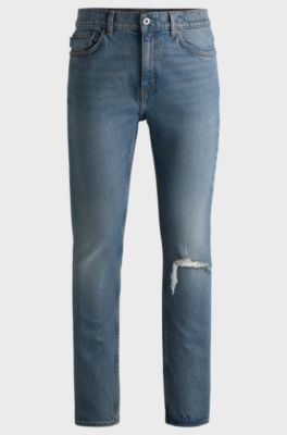 Slim-fit jeans in mid-blue comfort-stretch denim, Turquoise