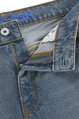 Slim-fit jeans in mid-blue comfort-stretch denim, Turquoise