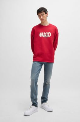 미드 블루 컴포트 스트레치 데님 슬림 핏 진, 터쿠아즈