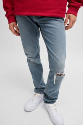 Slim-fit jeans in mid-blue comfort-stretch denim, Turquoise