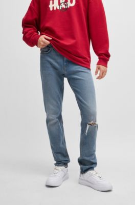 Slim-fit jeans in mid-blue comfort-stretch denim, Turquoise