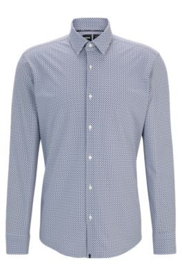 BOSS - Regular-fit shirt in printed performance-stretch fabric