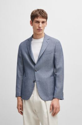BOSS Slimfit jacket in patterned virgin wool and linen