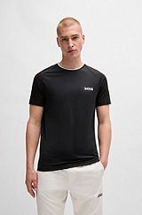 BOSS x Matteo Berrettini stretch-jersey T-shirt with signature details, Black