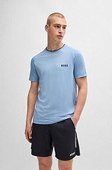 BOSS x Matteo Berrettini stretch-jersey T-shirt with signature details, Light Blue