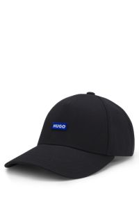 Cappellino in twill di cotone con toppa con logo, Nero