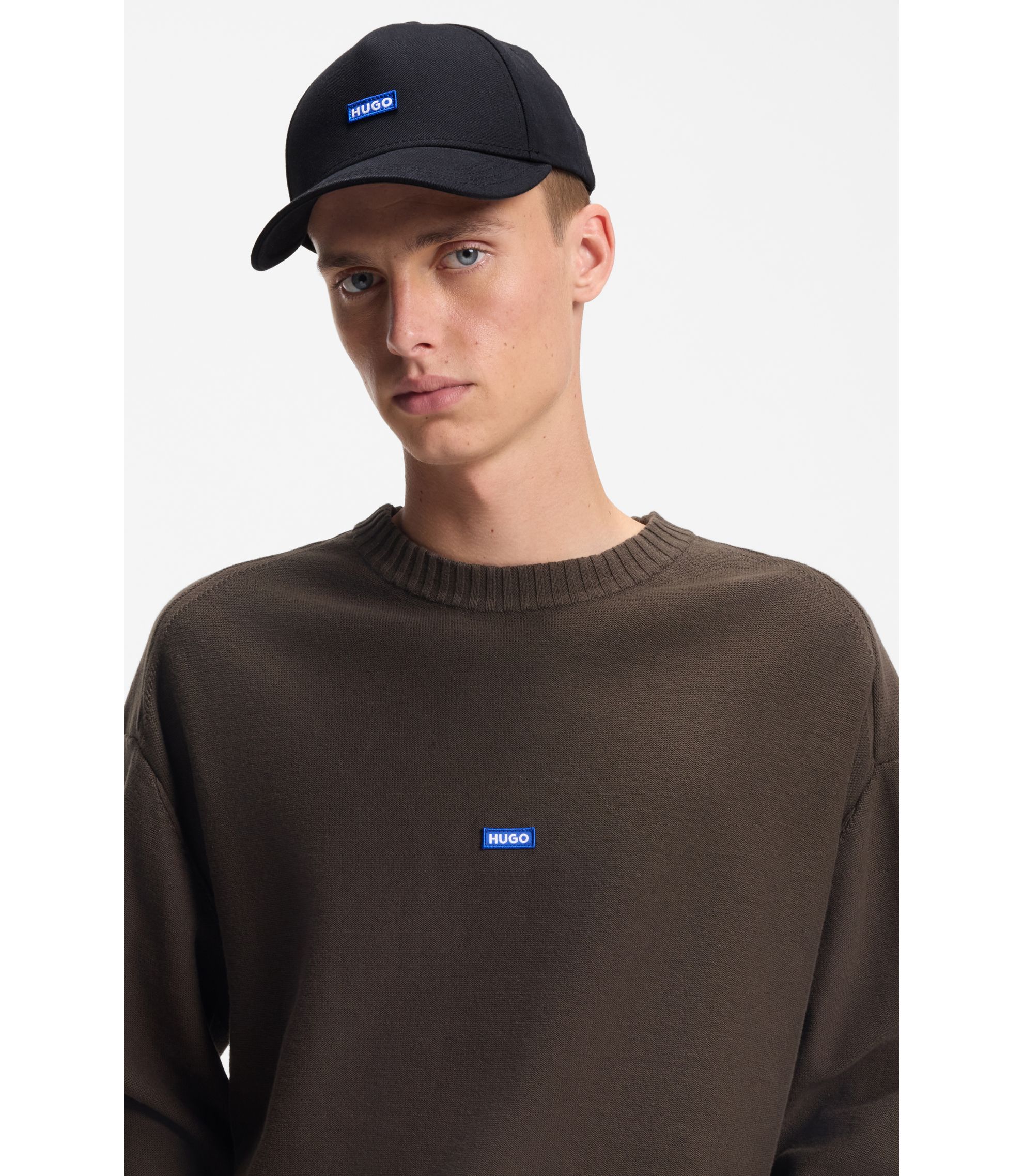 HUGO - Cotton-twill cap with logo patch - Black
