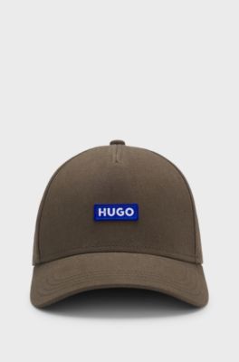 Gorra de sarga de algod&oacute;n con parche de logo, Marr&oacute;n oscuro