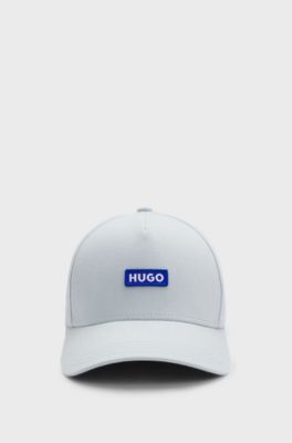 Cappellino in twill di cotone con toppa con logo, Celeste