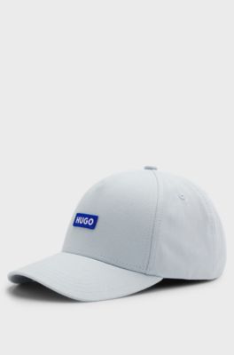 Cappellino in twill di cotone con toppa con logo, Celeste