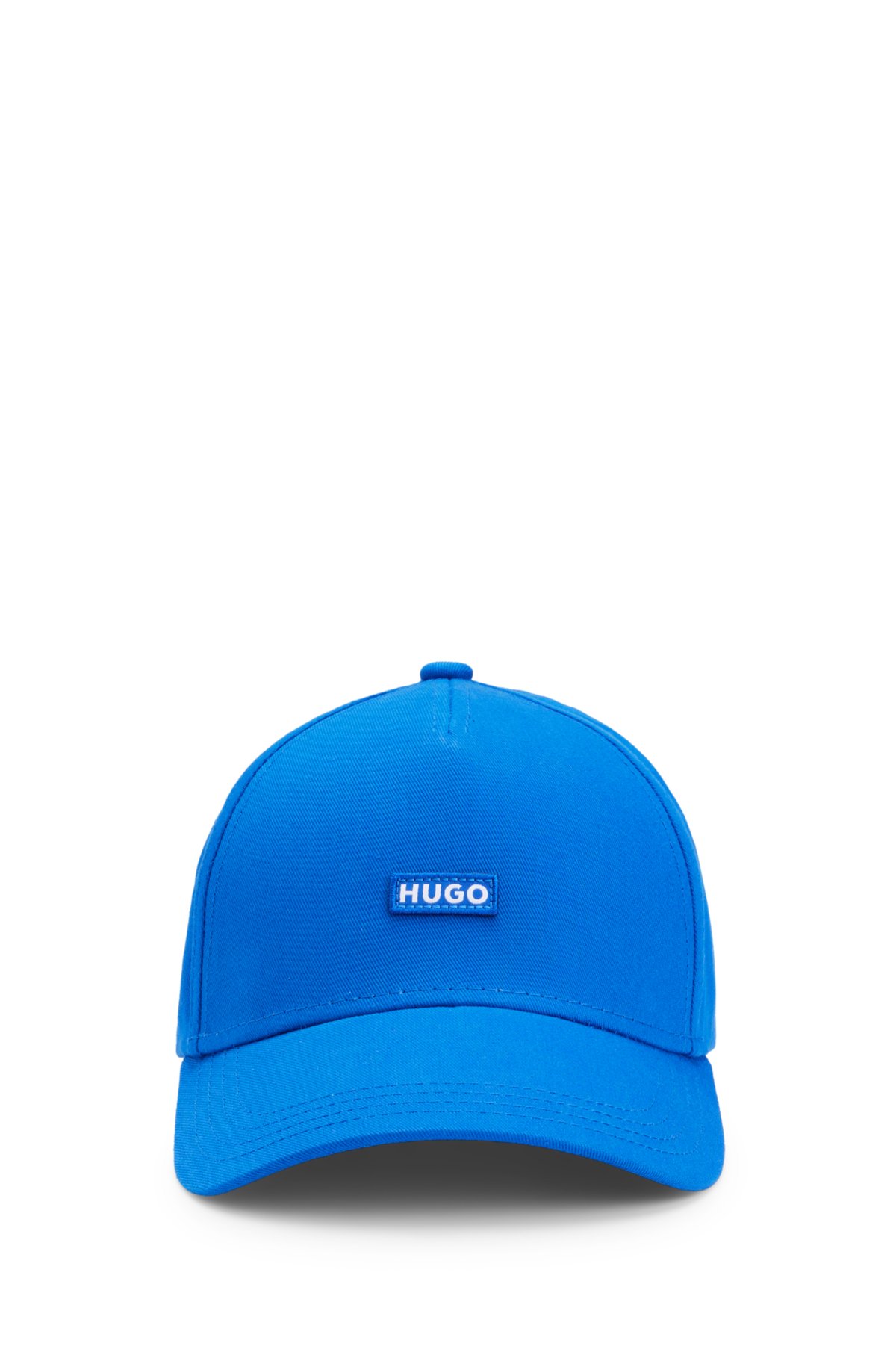 Cotton-twill cap with embroidered logo label, Blue