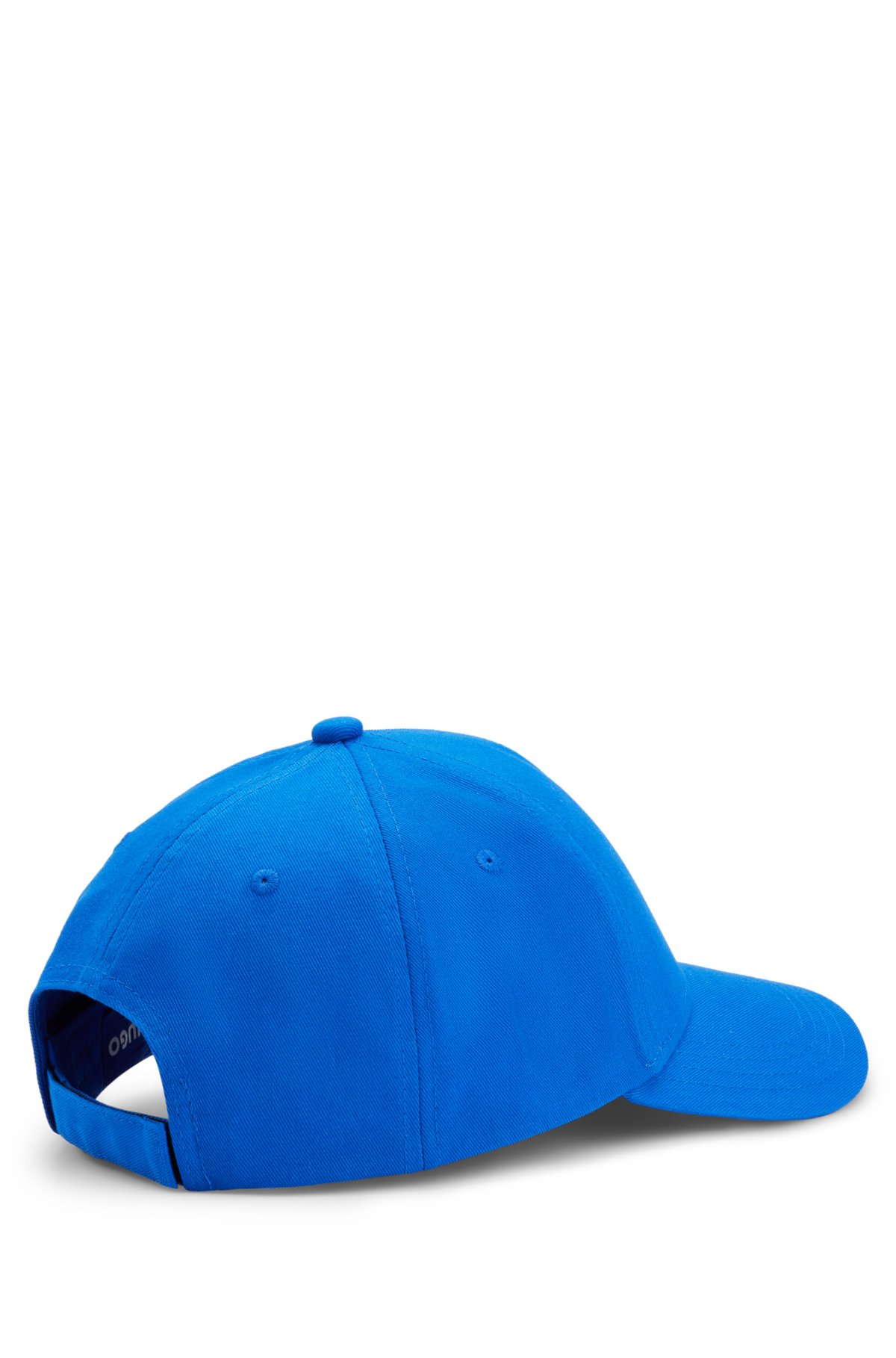 Cotton-twill cap with embroidered logo label, Blue