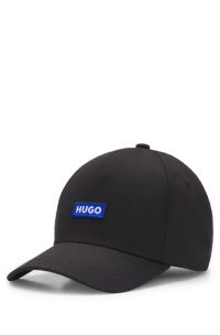 Cap aus Baumwoll-Twill mit blauem Logo-Aufnäher, Schwarz