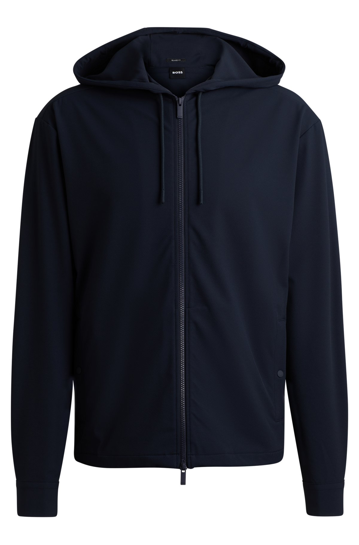 BOSS - Relaxed-fit zip-up hoodie in stretch twill