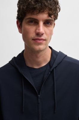 BOSS - Relaxed-Fit Hoodie aus Stretch-Twill mit Reißverschluss
